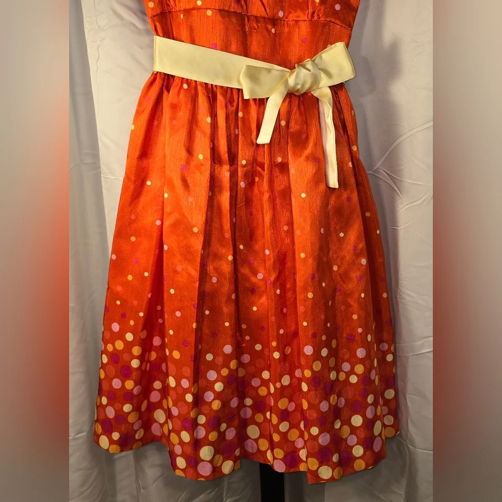 Charming Orange Polka Dot Kids Dress For‎ Easter